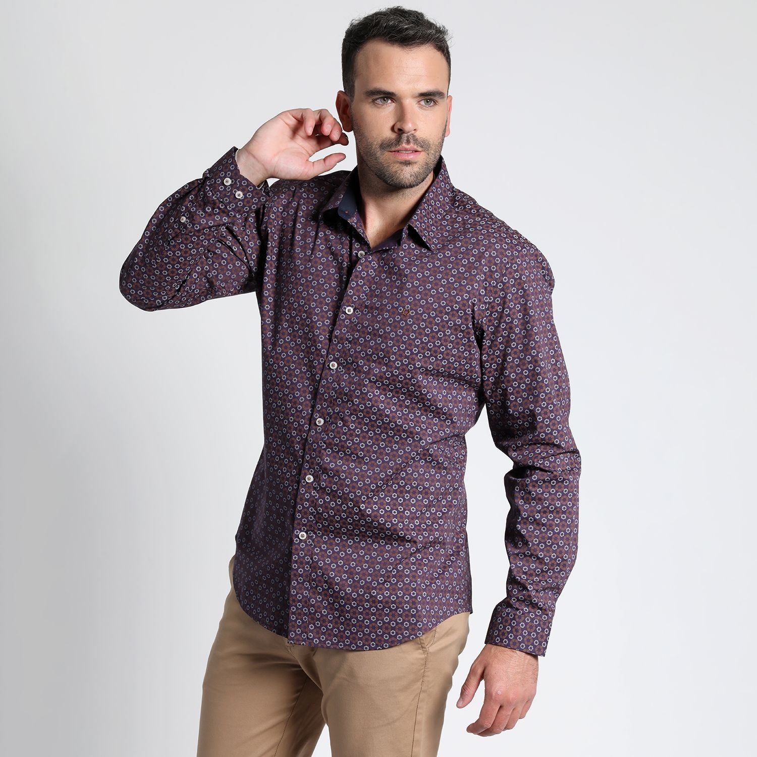 Camisa Trevira Estampada Spandex