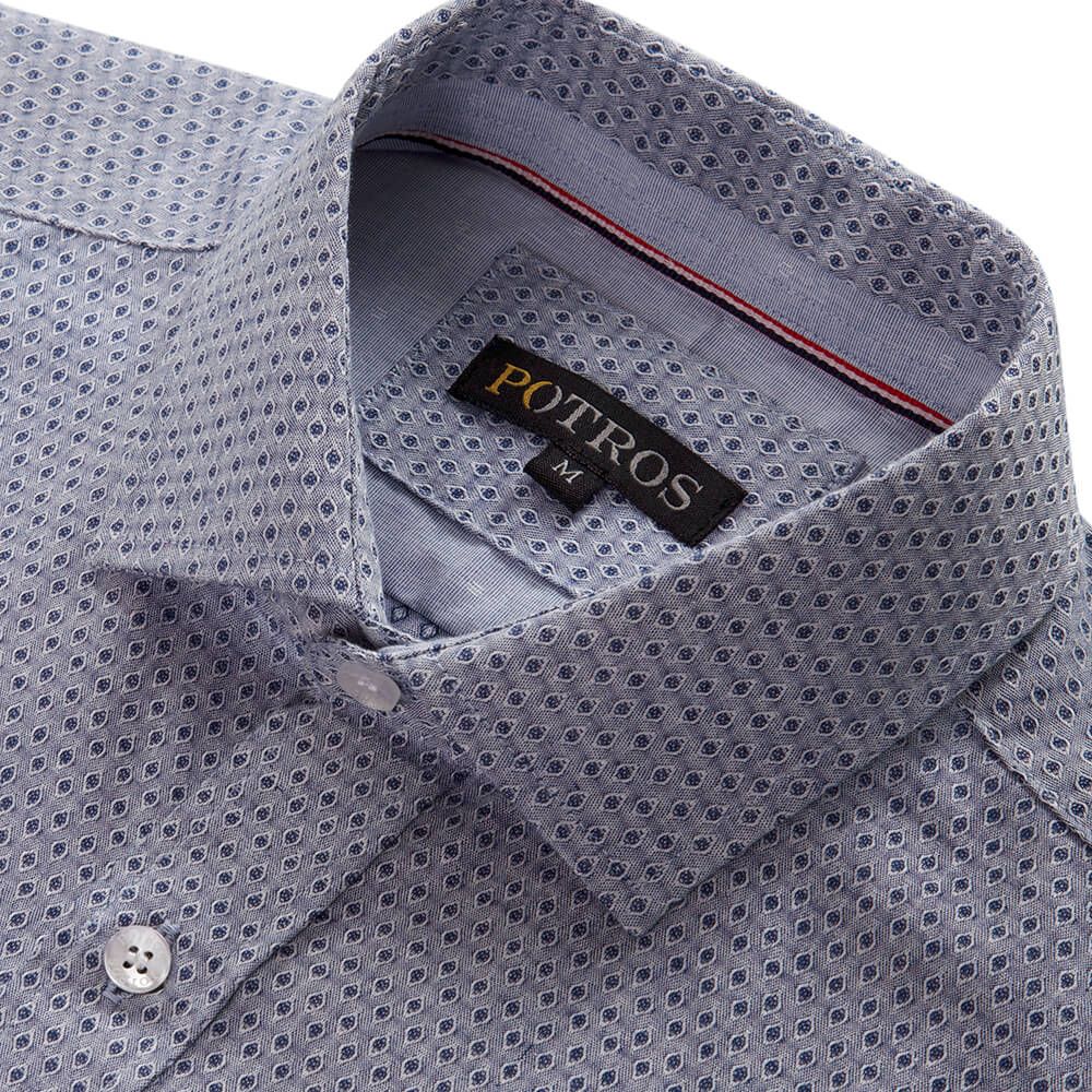Camisa Jacquard Cuello Italiano