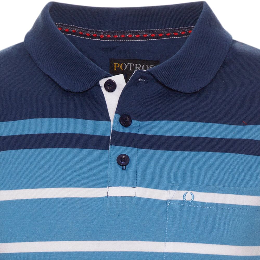 Polera Listada Cuello Camisero