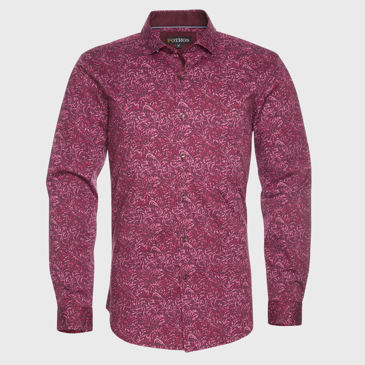 Camisa Estampada Spandex Cuello  Semi Italiano Ultra Slim