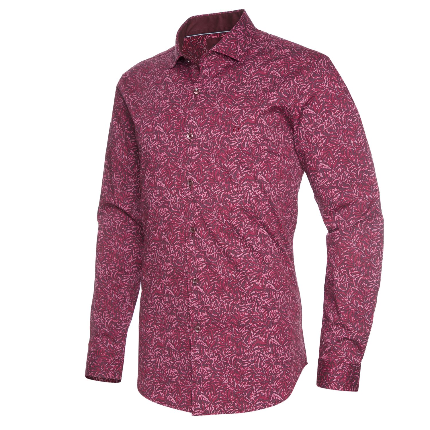 Camisa Estampada Spandex Cuello  Semi Italiano Ultra Slim