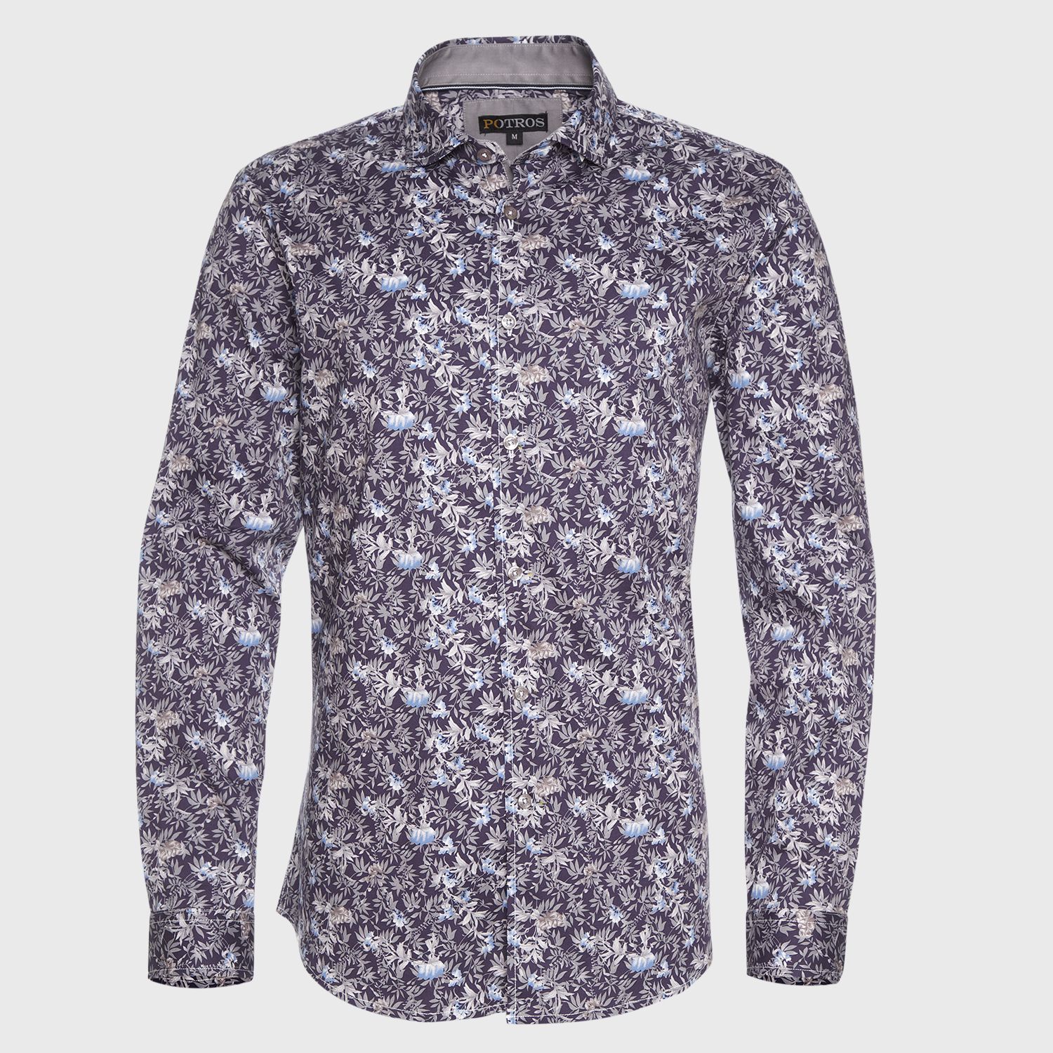 Camisa Estampada Spandex Cuello  Semi Italiano Ultra Slim