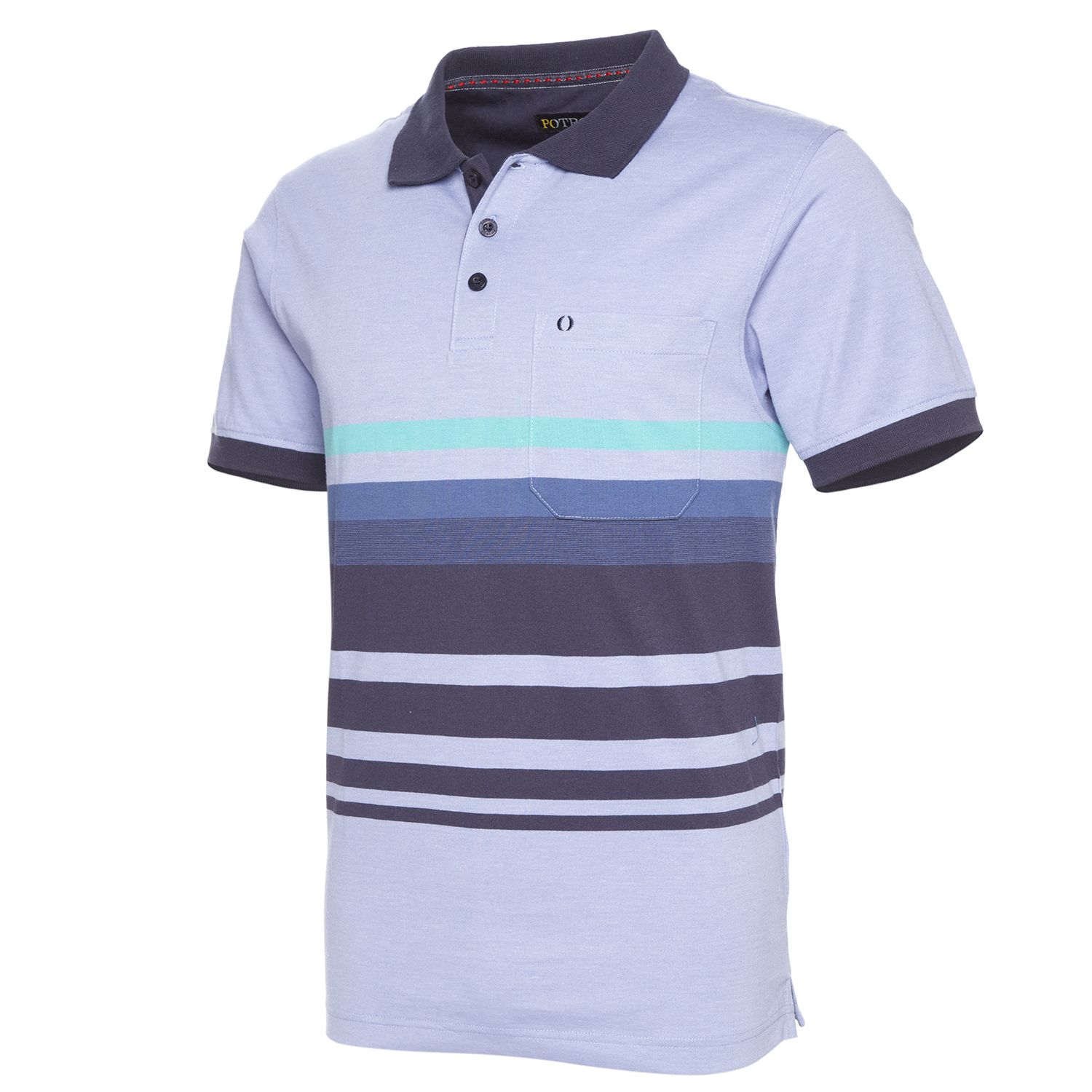 Polera Jersey  Yd Listada Fantasía Cuello Camisero