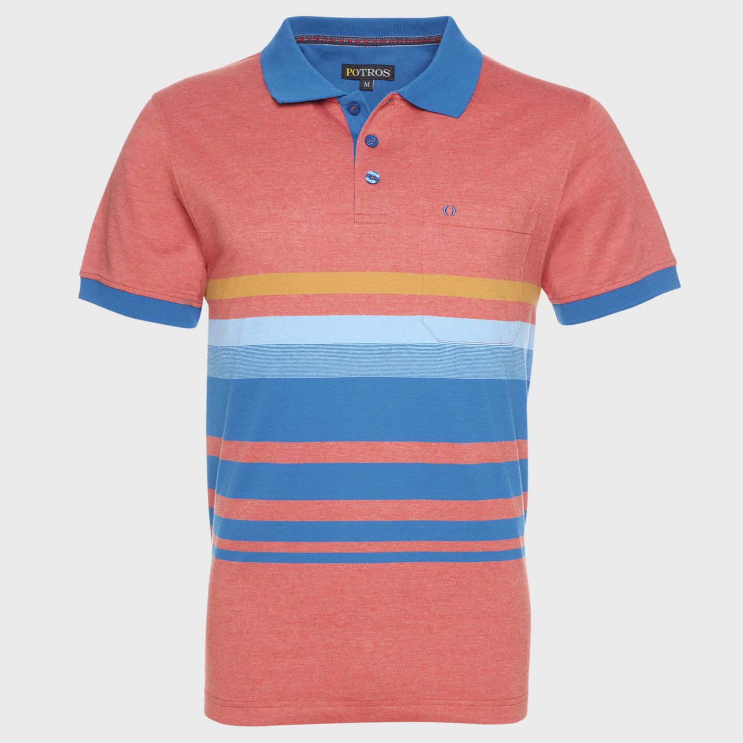 Polera Jersey  Yd Listada Fantasía Cuello Camisero