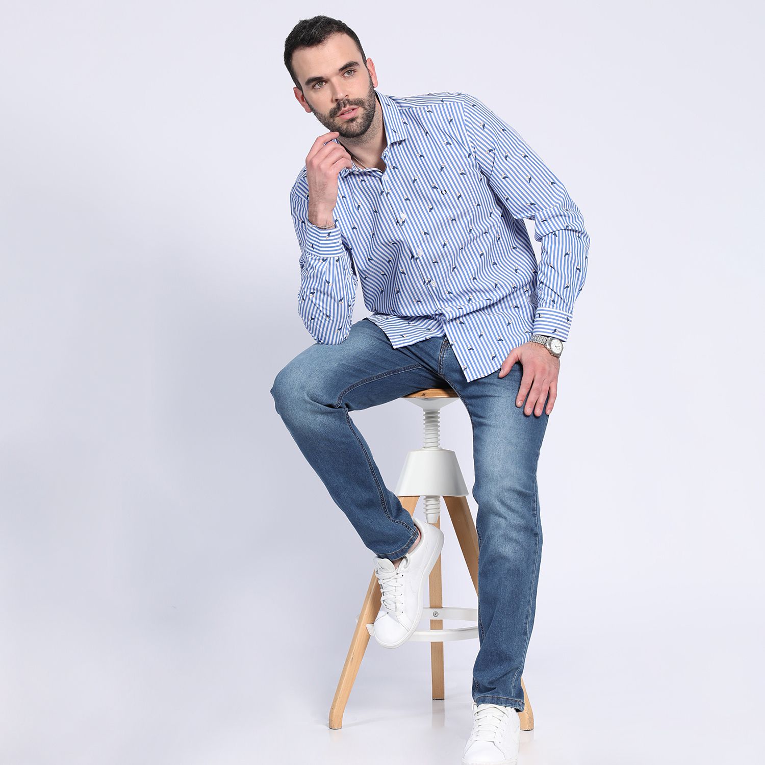 Camisa Listada Estampada