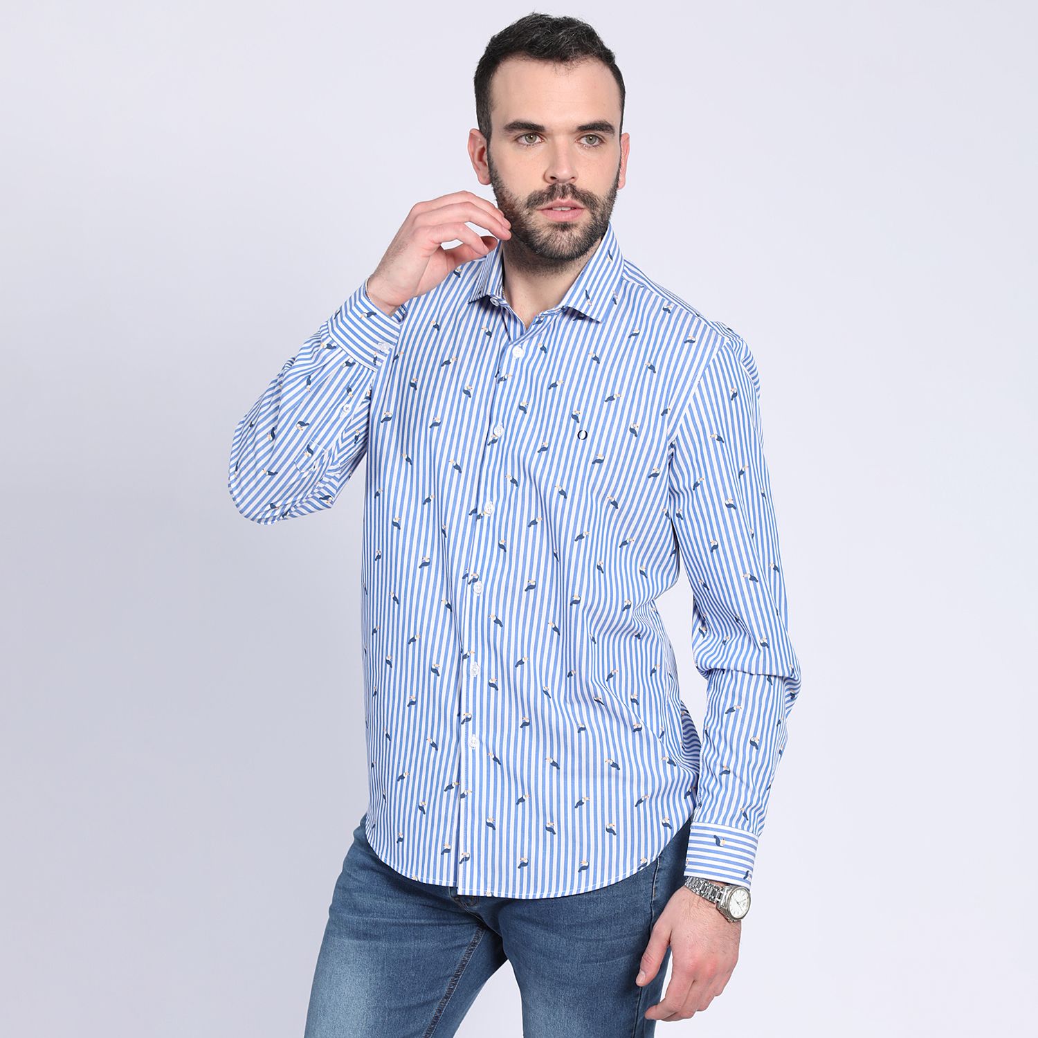 Camisa Listada Estampada