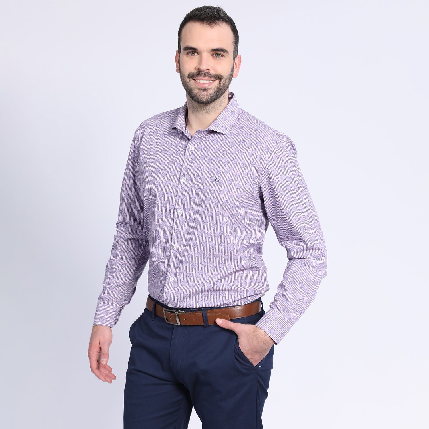 Camisa Listada Estampada