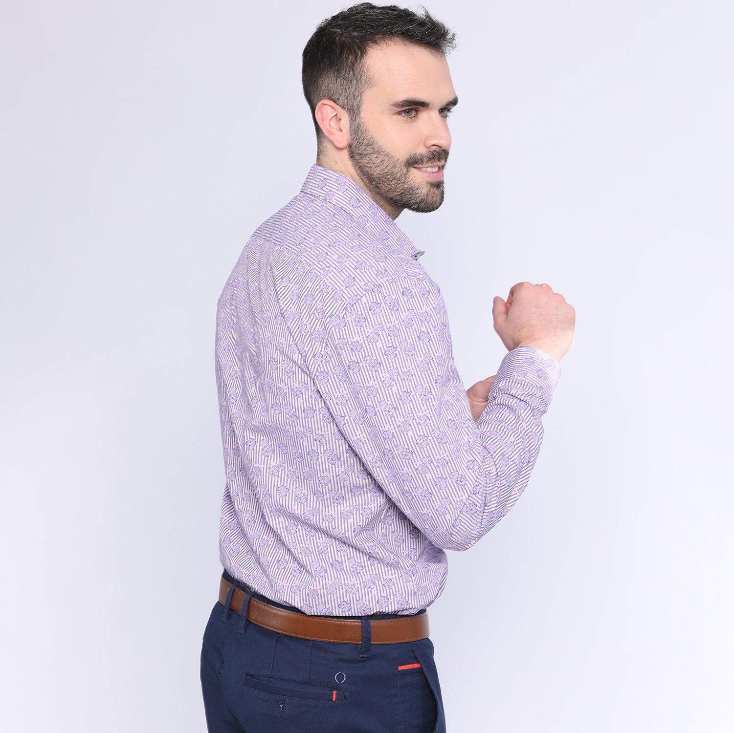 Camisa Listada Estampada