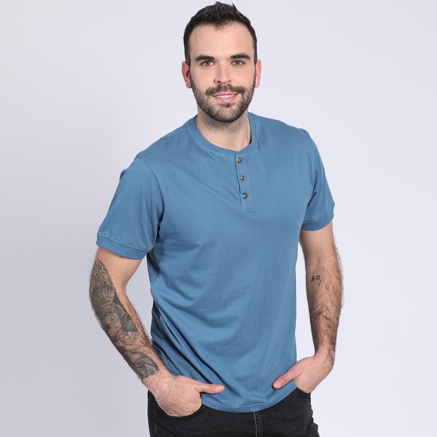 Polera Jersey Botones En Cuello 