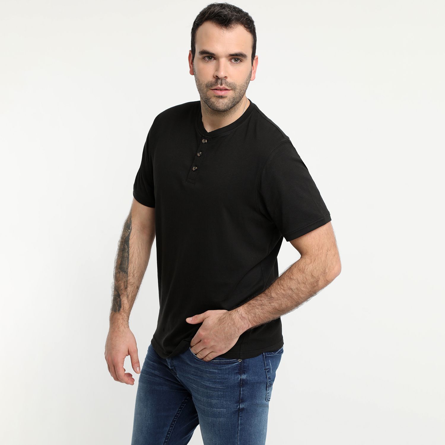 Polera Jersey Botones En Cuello 