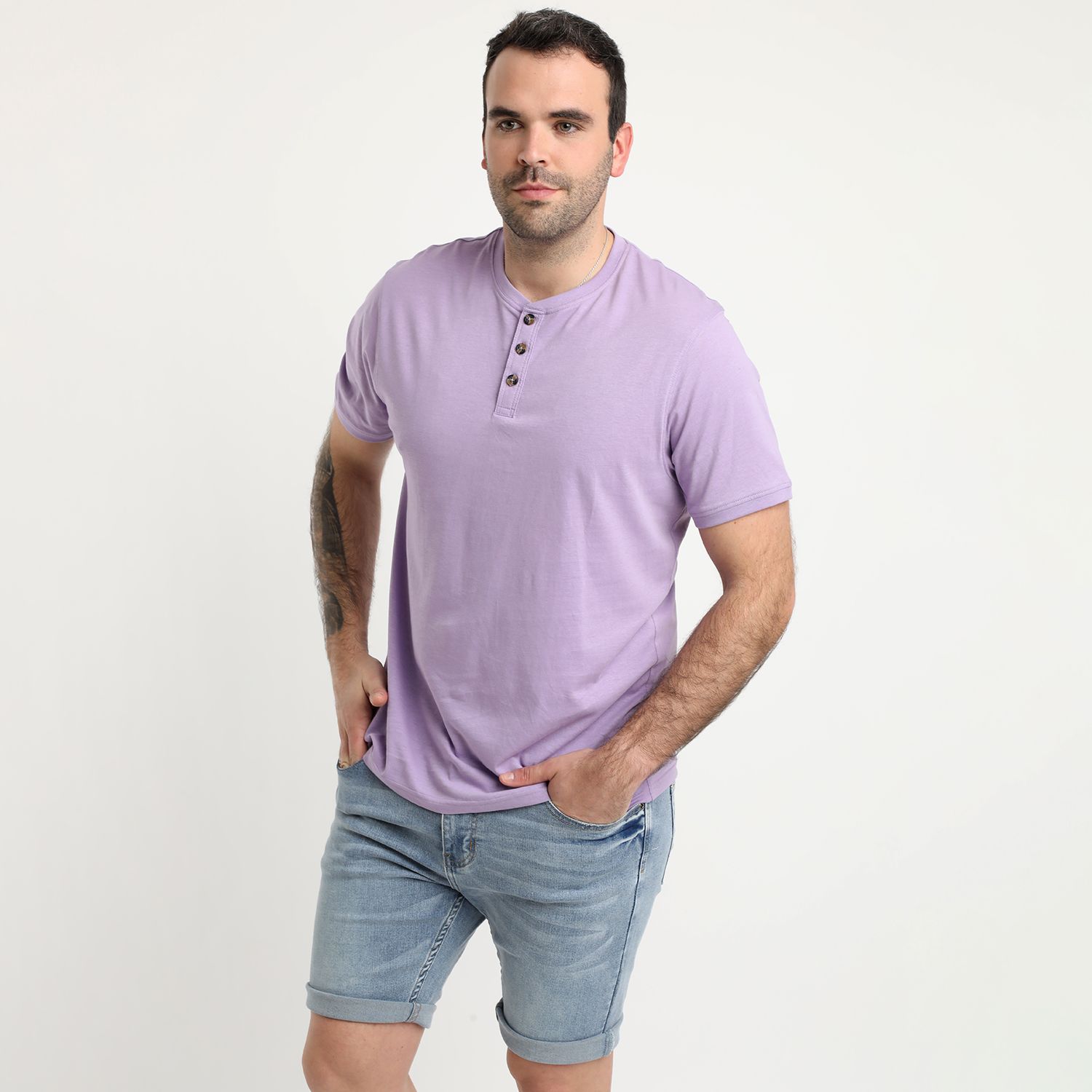 Polera Jersey Botones En Cuello 
