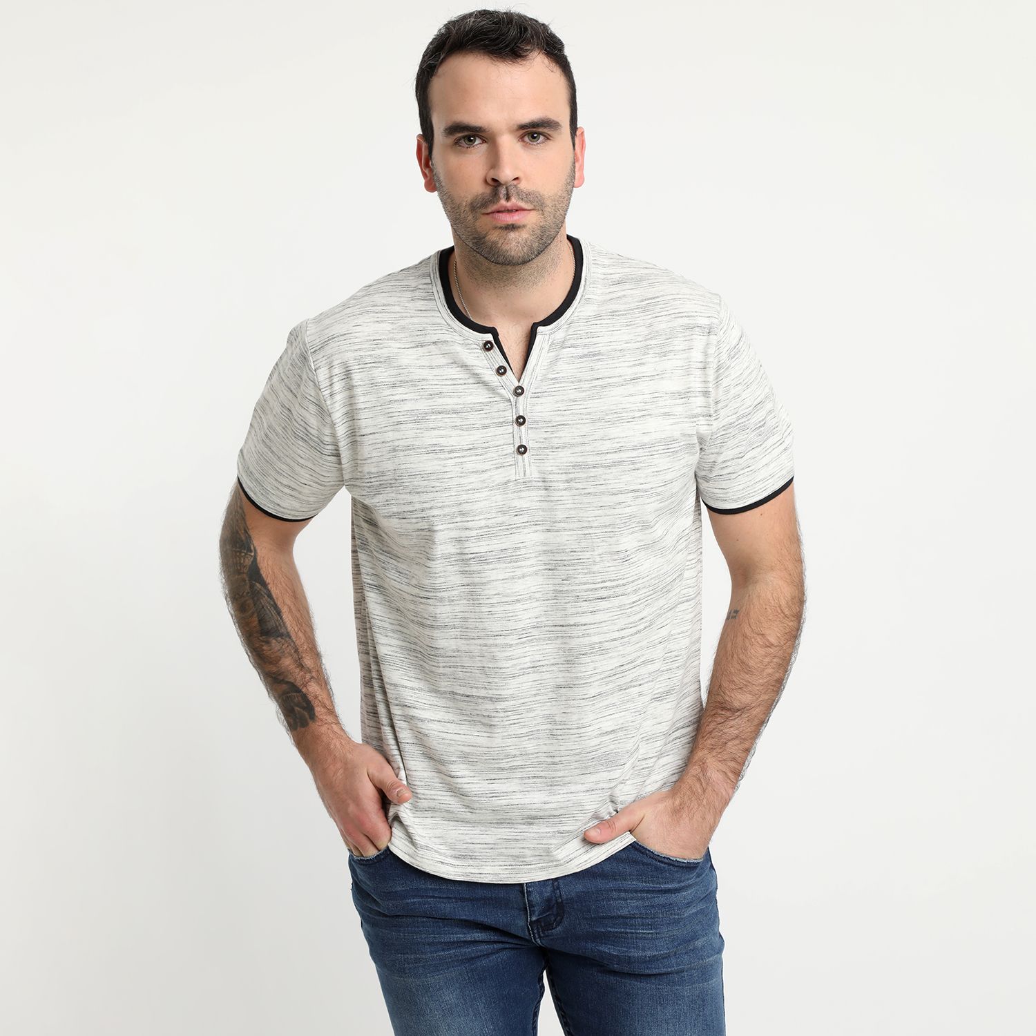 Polera Jersey Slub Con Boton