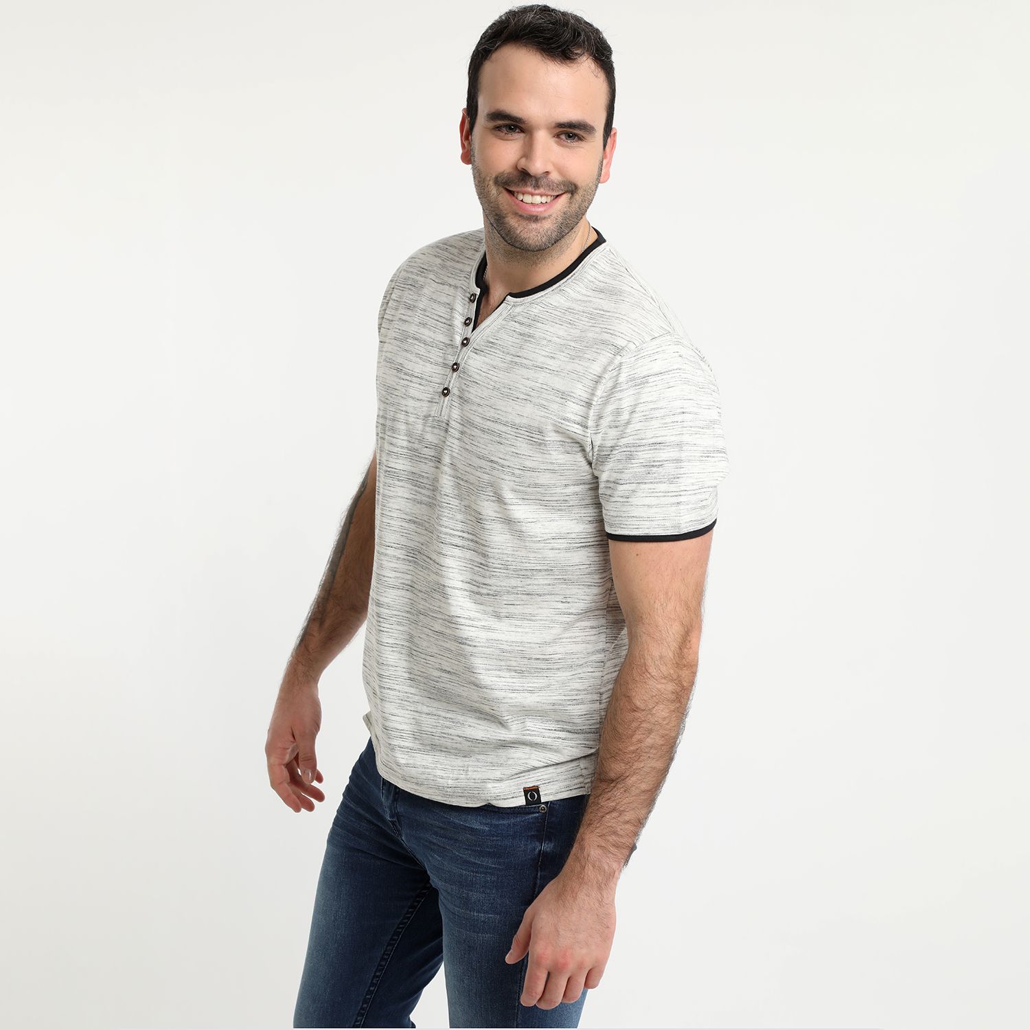 Polera Jersey Slub Con Boton