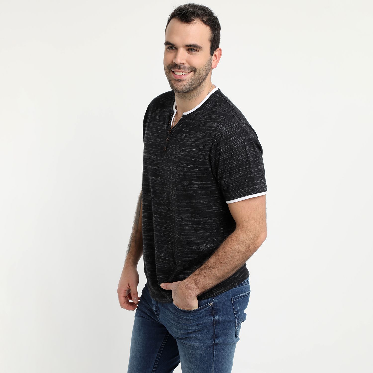 Polera Jersey Slub Con Boton