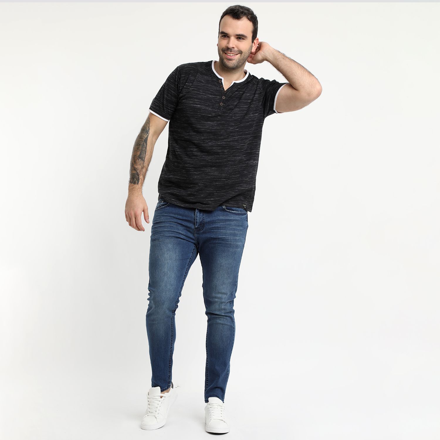 Polera Jersey Slub Con Boton