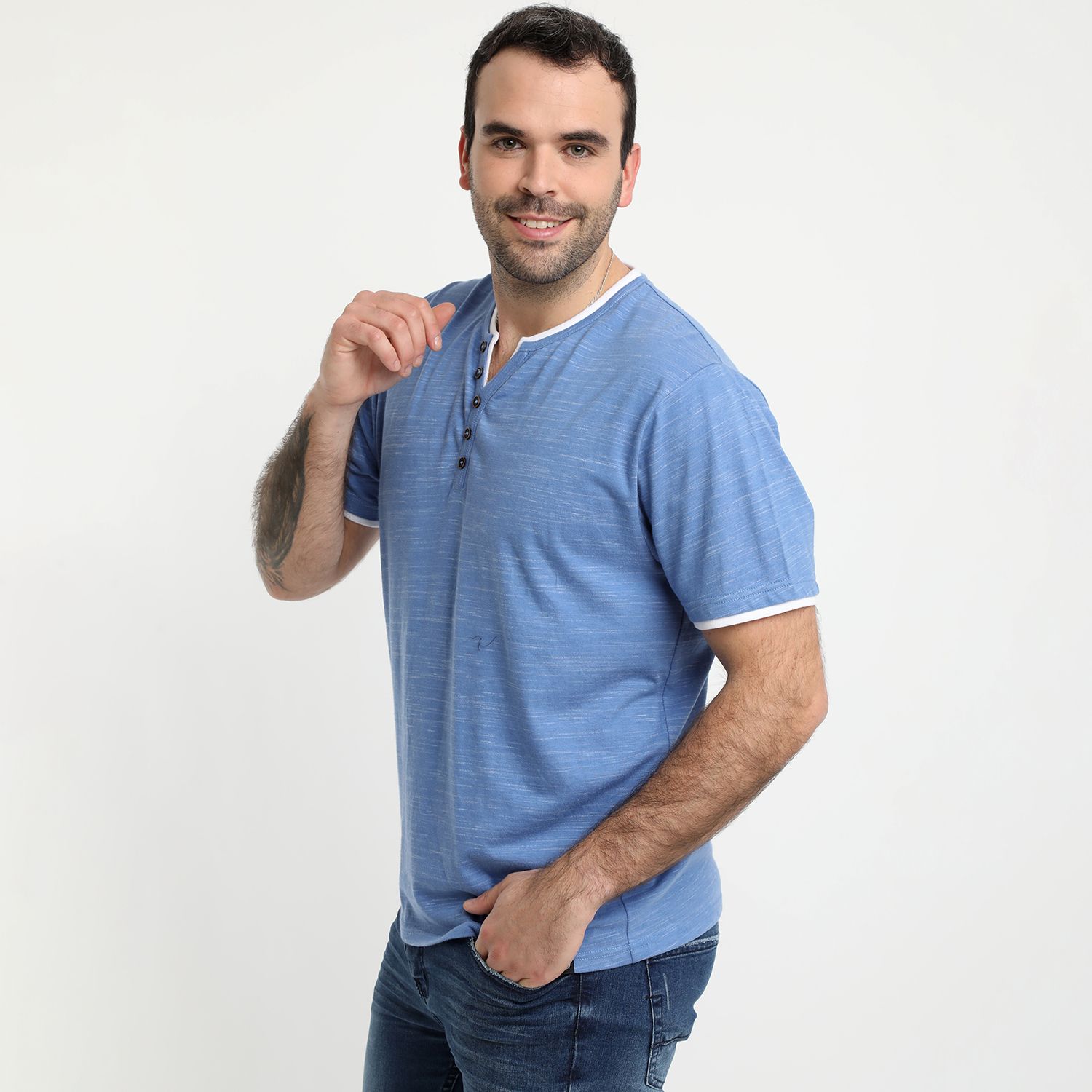 Polera Jersey Slub Con Boton