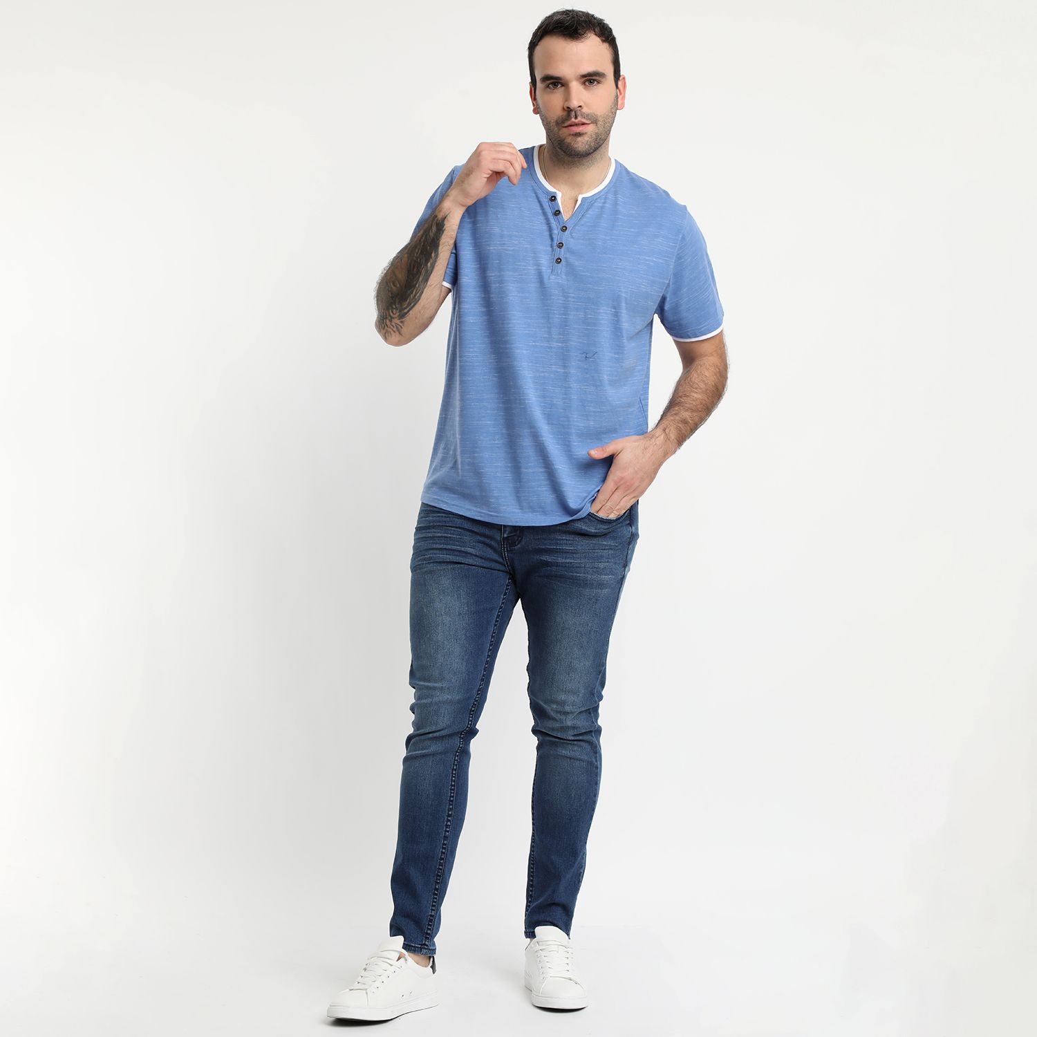 Polera Jersey Slub Con Boton