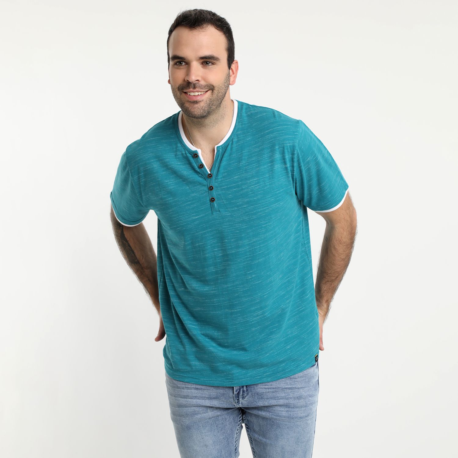 Polera Jersey Slub Con Boton
