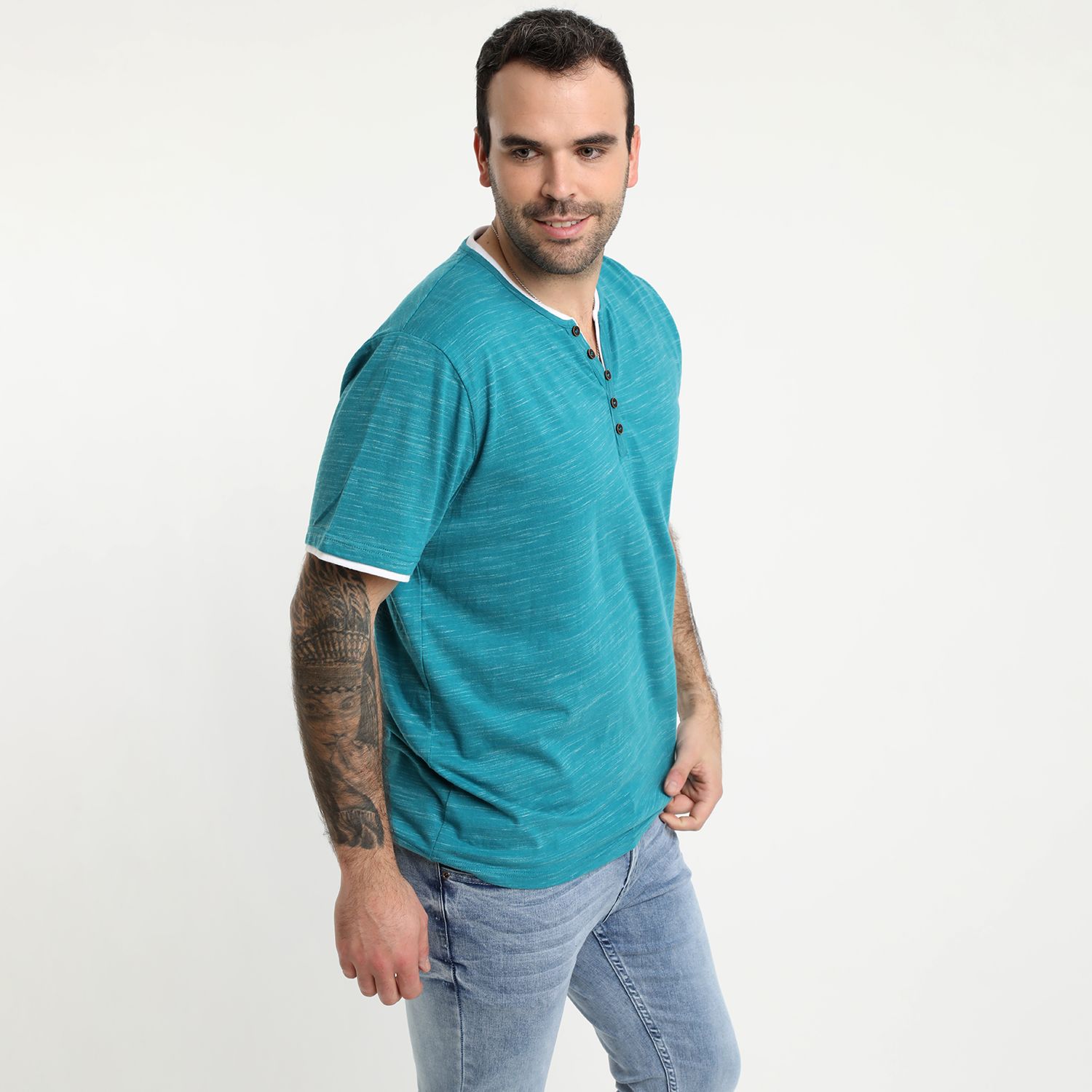 Polera Jersey Slub Con Boton