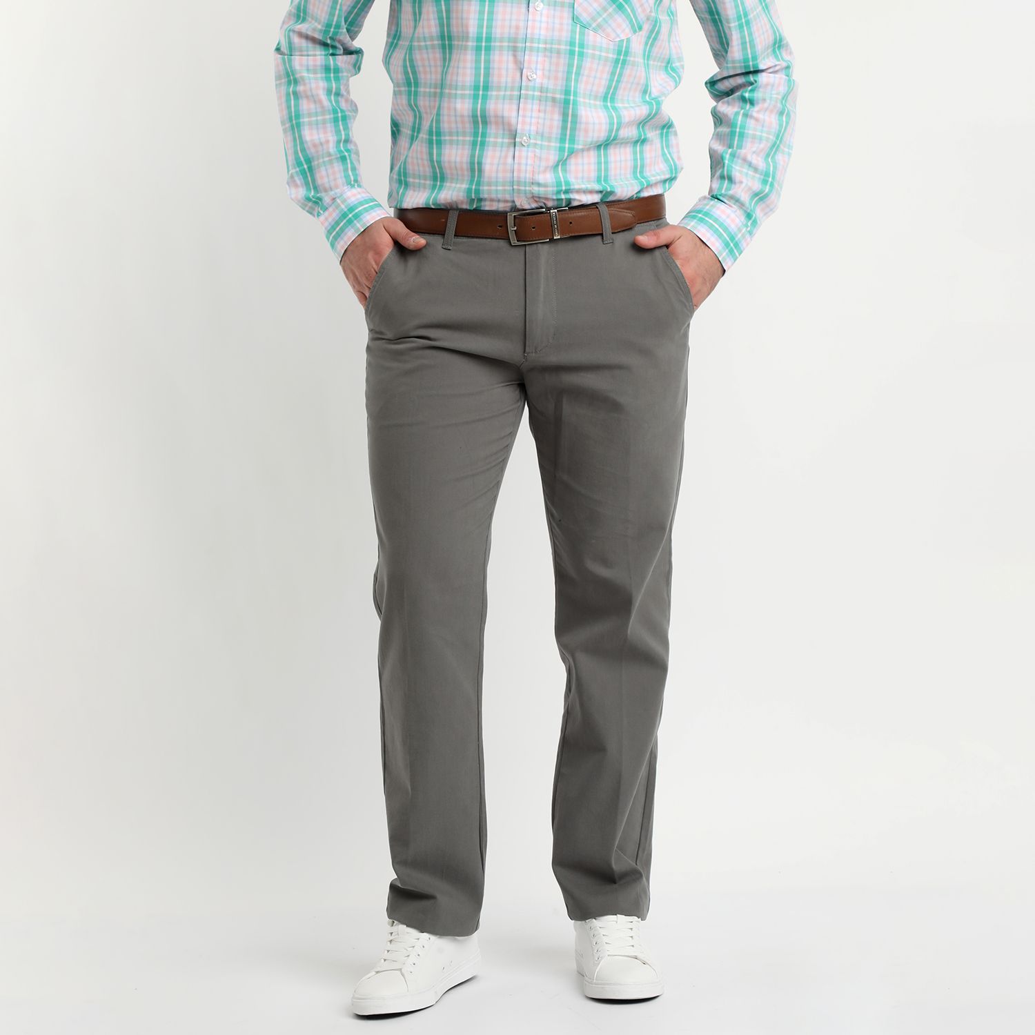 Pantalón Gabardina Frente Plano Regular Fit 
