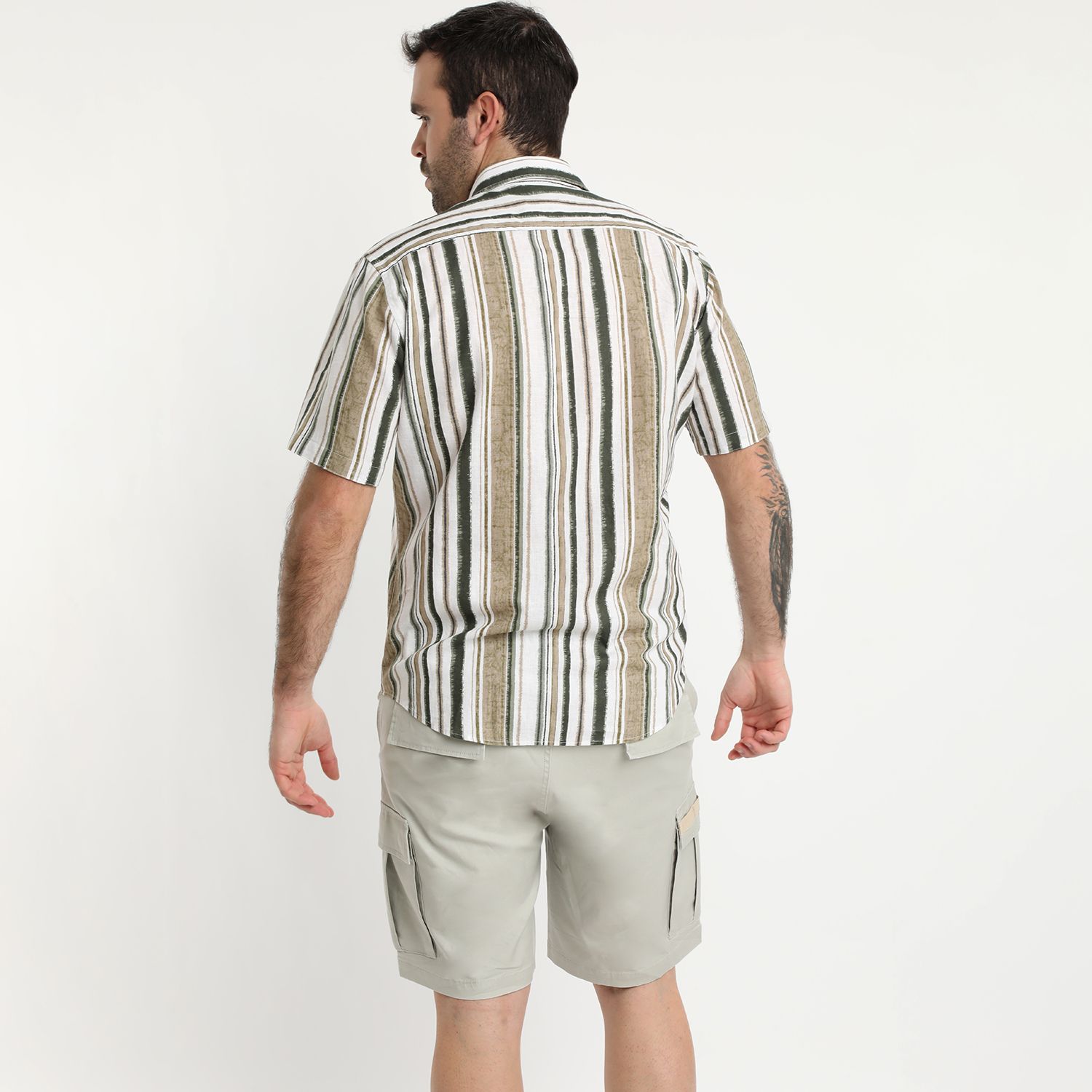 Camisa Lino Estampada Cuello Sport